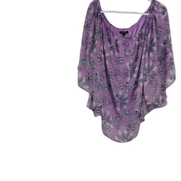 Lane Bryant Off The Shoulder Peasant Blouse Lavender Paisley Floral Plus 26/28 - Picture 4 of 4